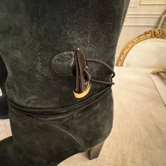 House of Harlow 1960 Suede Green Mid-Calf Boots - Picture 4 of 10